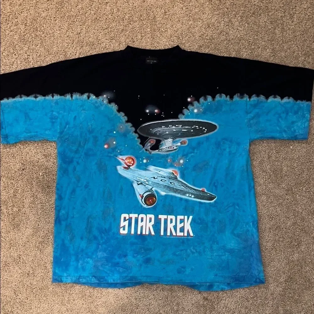 Vintage 1999 Y2K Star Trek Tie Dye graphic Tshirt, size L - Picture 1 of 5